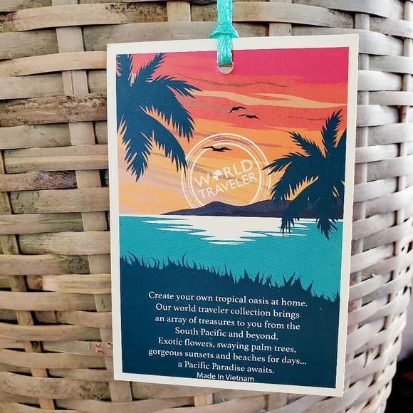 Large Pacific Paridise World Traveler Collection Wicker & Cement Planter - Picture 4 of 6